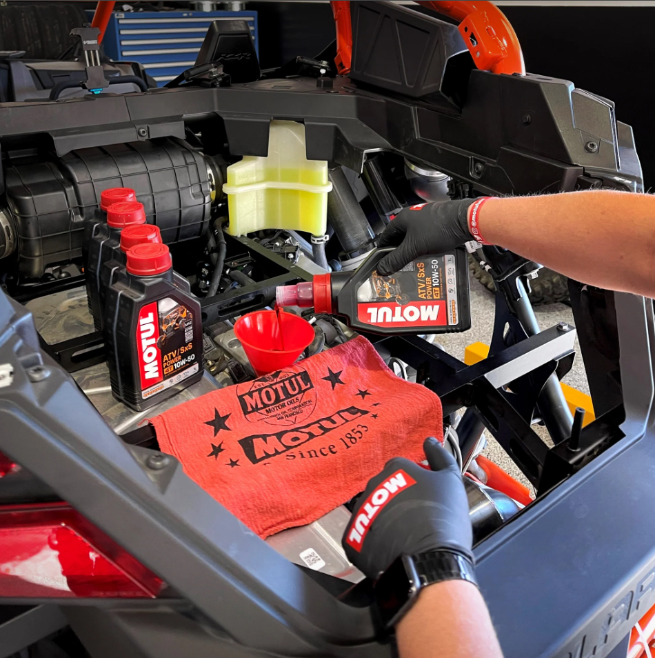 Motorcycle maintenance in progress